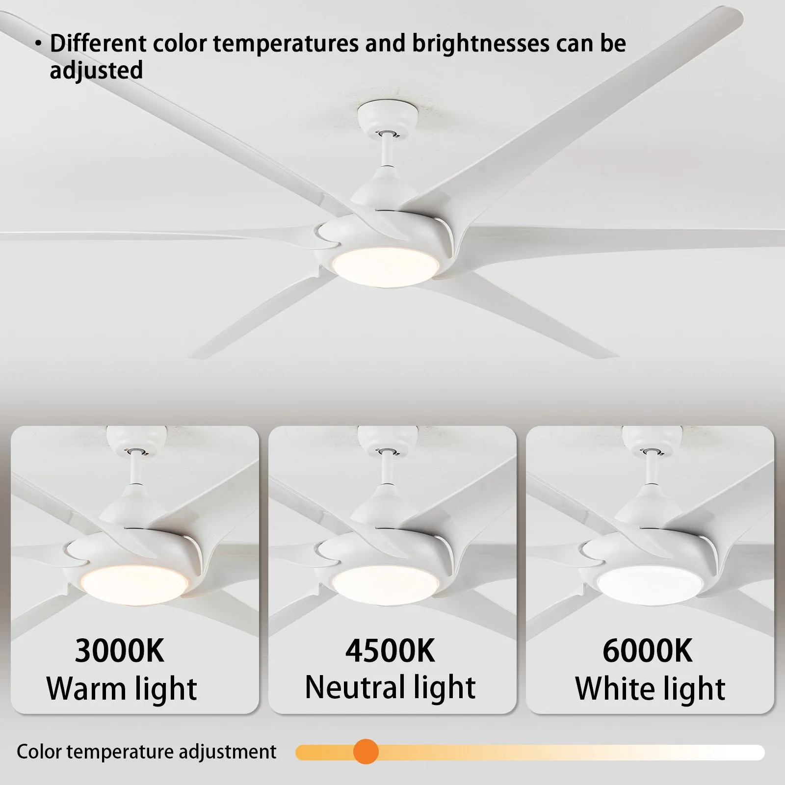 100" White Simple ABS Material 6-blade Ceiling Fan Light