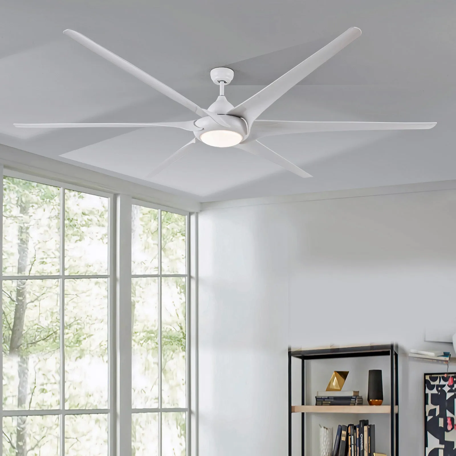 100" White Simple ABS Material 6-blade Ceiling Fan Light