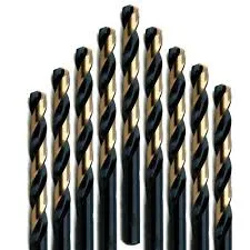 #14 Wire Size Jobber Length Drill Bit - Black and Gold - Split Point - 12 Pack