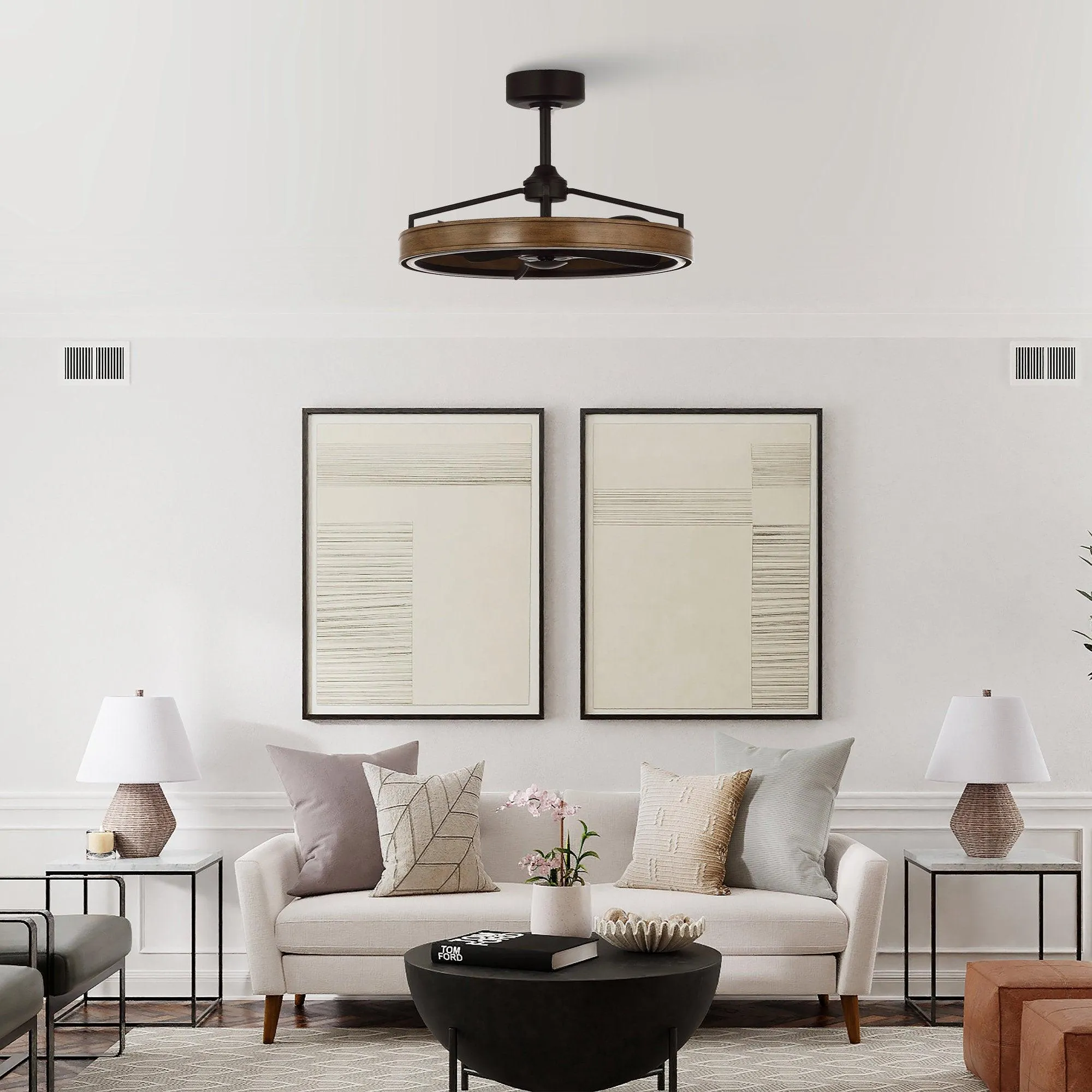 27" Mumbai Farmhouse Downrod Mount Fandelier Ceiling Fan with LED Lighting and Remote Control