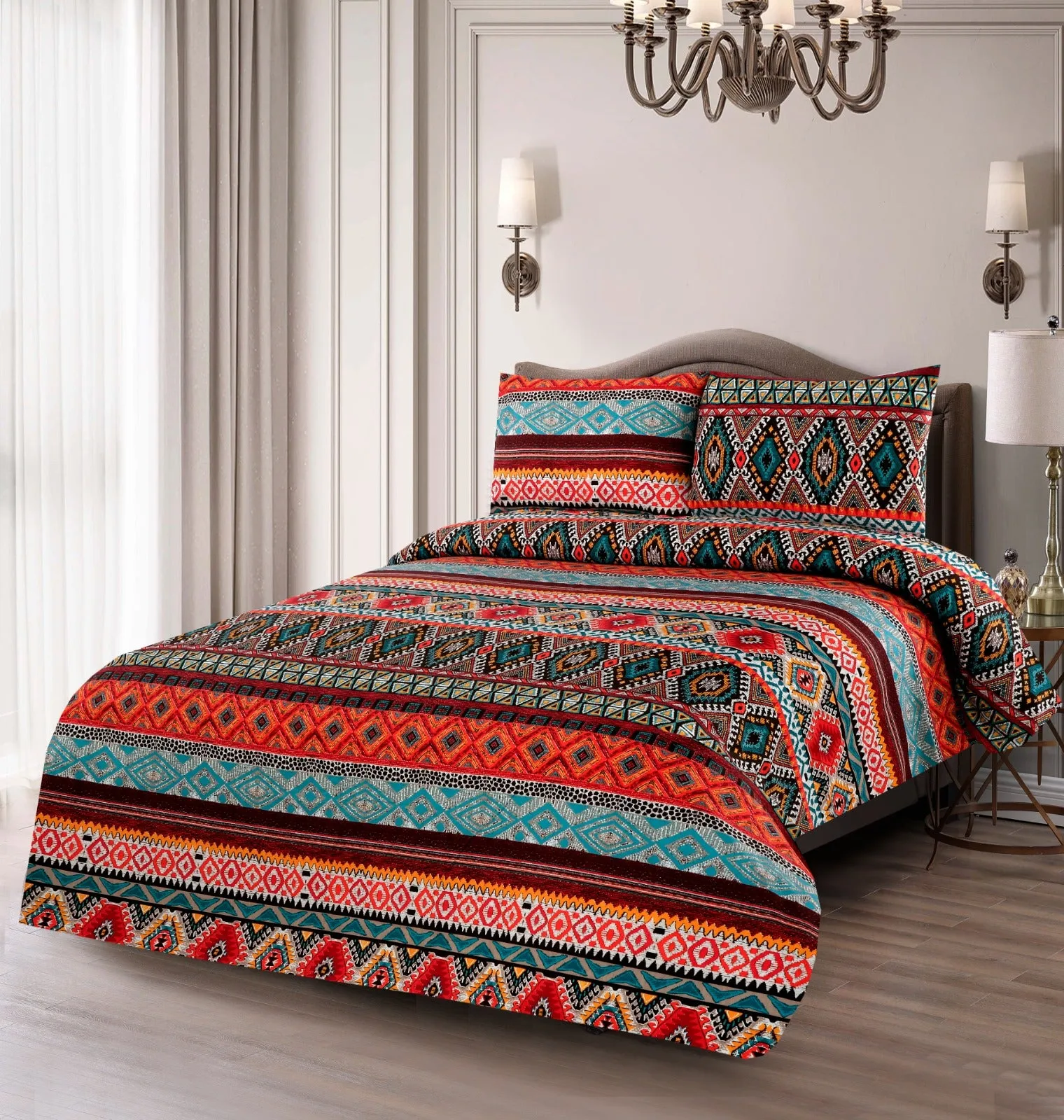 3 PCs Double Bed Sheet(5373)-Ethnic