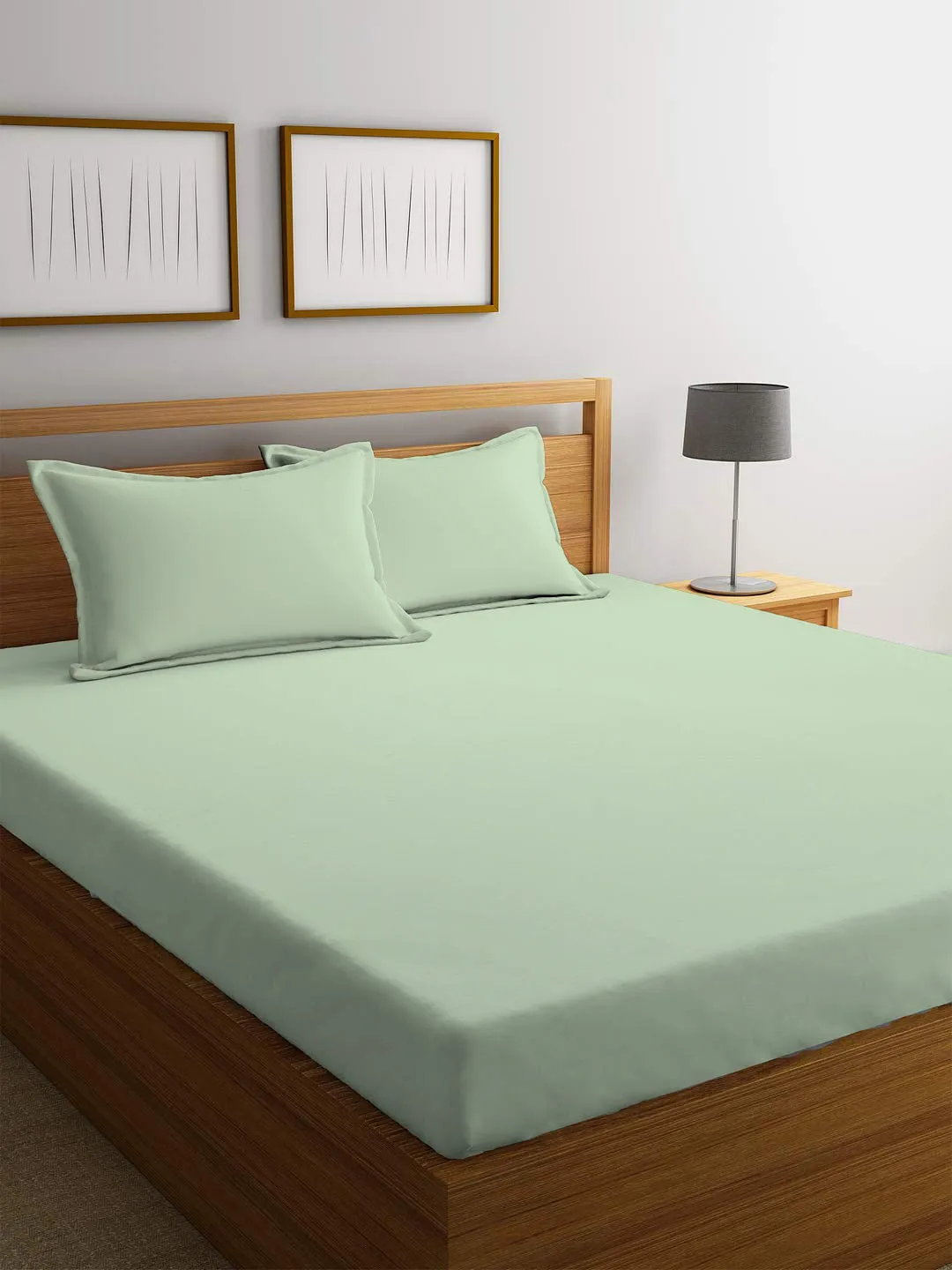 3 Piece Fitted Sheet Set Super Soft Mint Green Super King Size 200x200 30cm with 2 Pillow Case