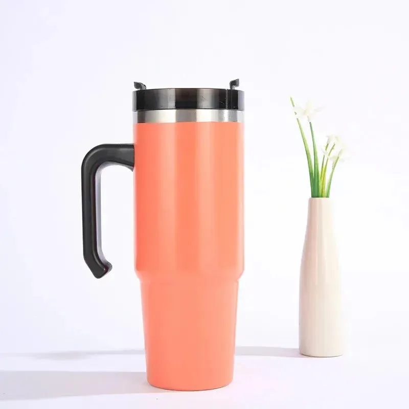 30/oz Stainless Steel Vacuum Insulated Tumbler with Lid Thermal Coffee Car Cup Travel Mug Medium capacitywith Handle Straw Mug