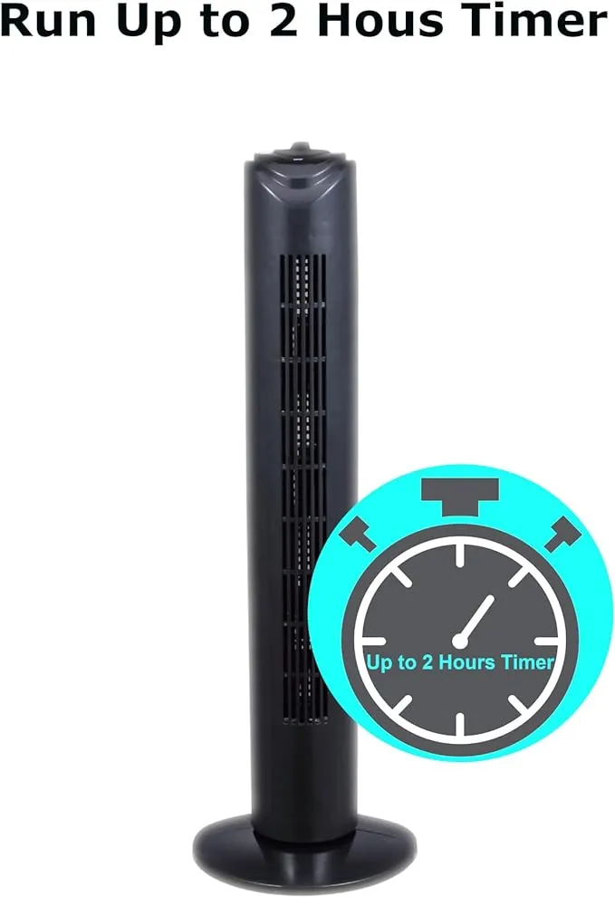 32" Oscillating Tall Tower Fan with timer, Black