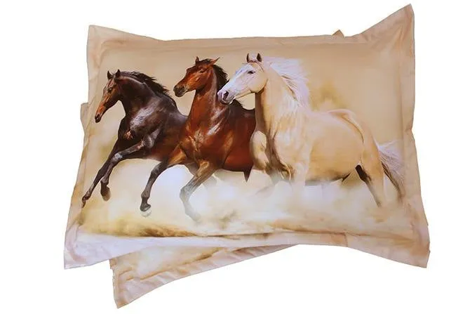 3D Three Running Horses Printed Luxury 4-Piece Bedding Sets/Duvet Covers