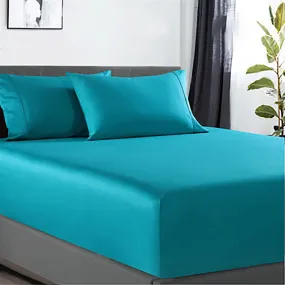 400 thread count bamboo cotton 1 fitted sheet with 2 pillowcases mega king teal