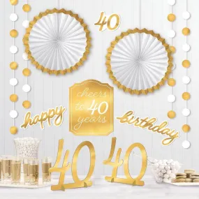 40th Golden Age Birthday Room Decorating Kit | 12pcs