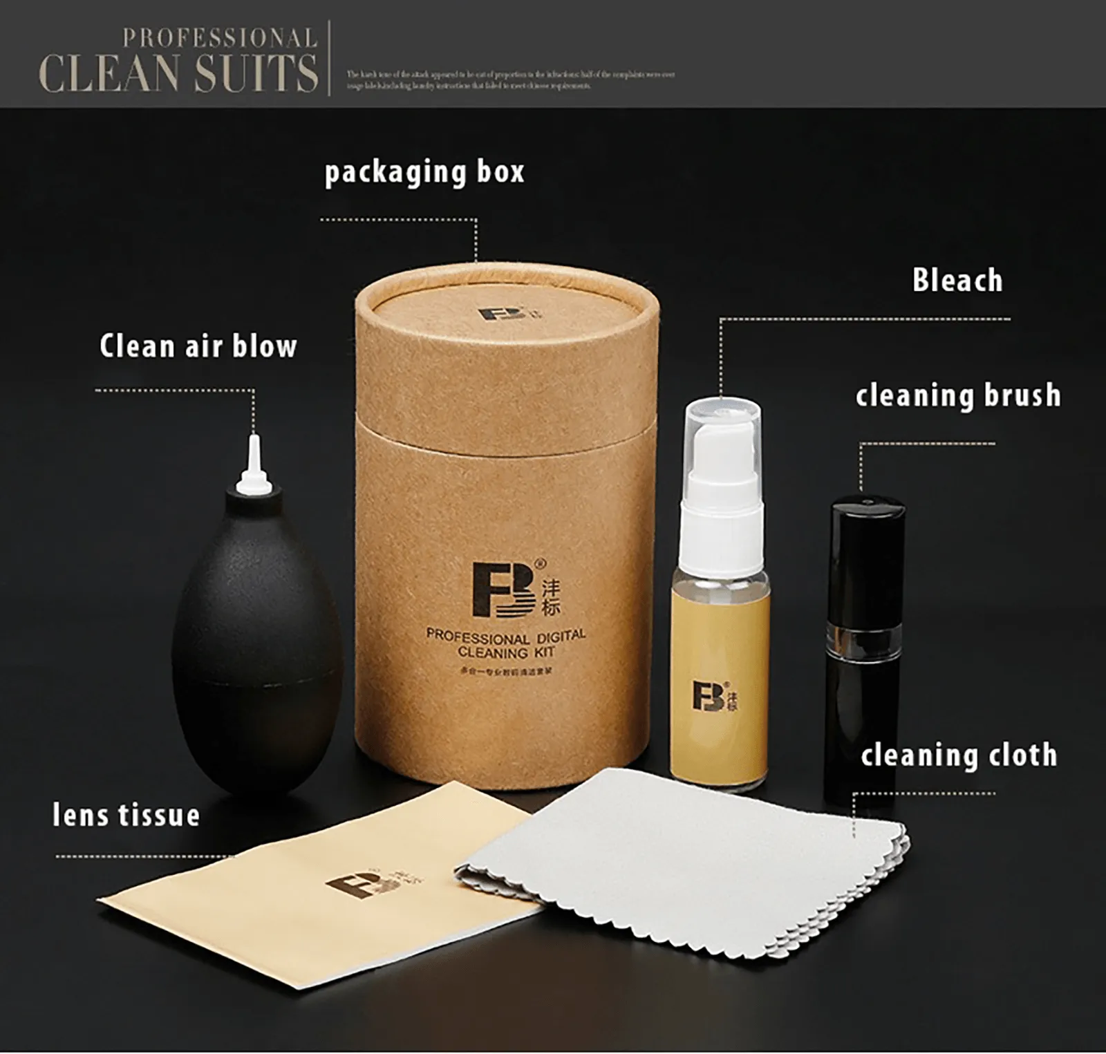 5 in 1 Camera Lens Cleaning Kit with Lens Air Blower/Detergent/Cleaning Cloth/Cleaning Brush/Len Cleaning Paper