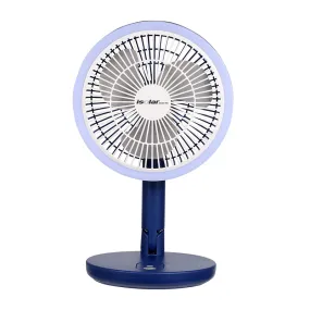 8 inch rechargeable solar panel folding fan  round style making-up LED lights portable table fan