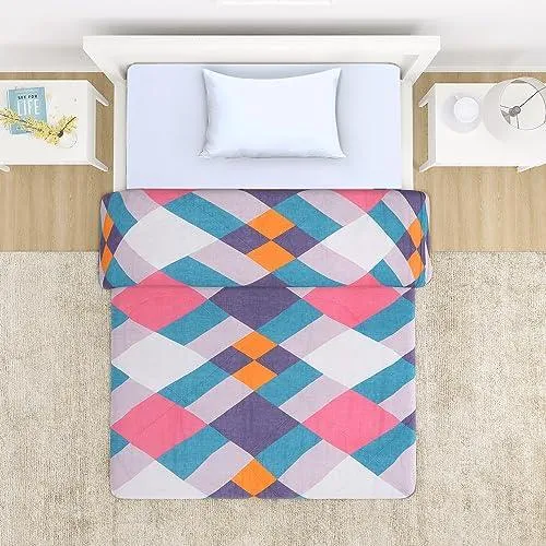 AC Comforter and Bedding Set for Single Bed, Abstract Geometric Pastel