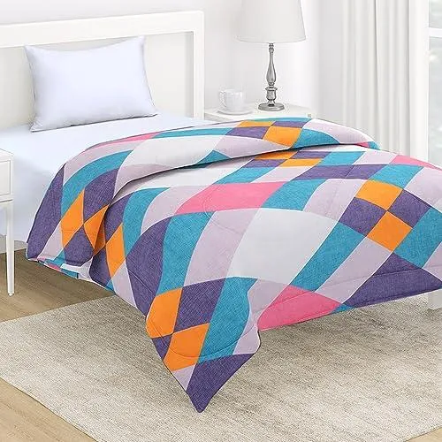 AC Comforter and Bedding Set for Single Bed, Abstract Geometric Pastel