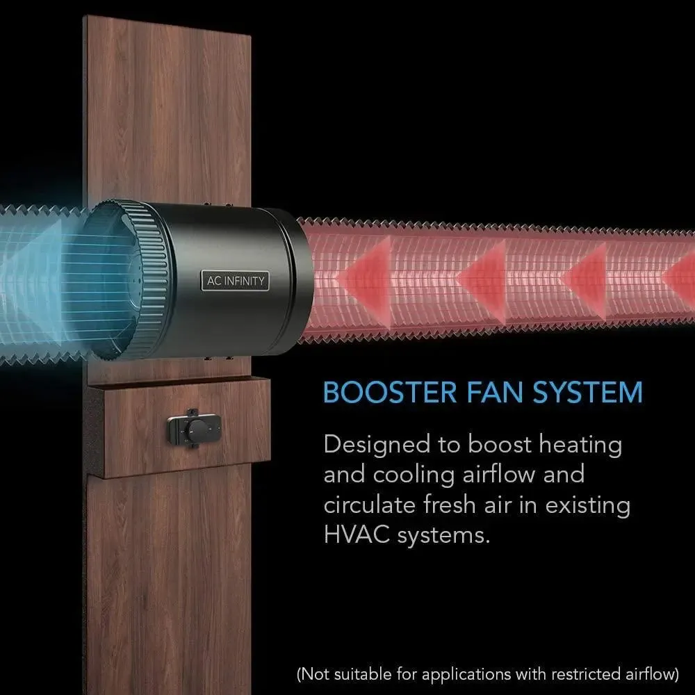 AC Infinity RAXIAL S4 Inline Booster Duct Fan with Speed Controller, 4"