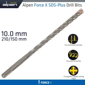 ALPEN FORCE X 10.0 x 210/150  SDS-PLUS DRILL BIT X4 CUTTING EDGES ALP825010