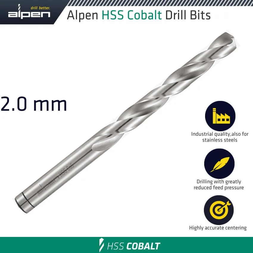 ALPEN HSS COBALT BULK DIN 338 RN,  2.0 ALP6130020