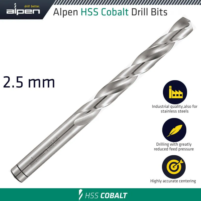 ALPEN HSS COBALT DRILL BIT 2.5MM ALP623025