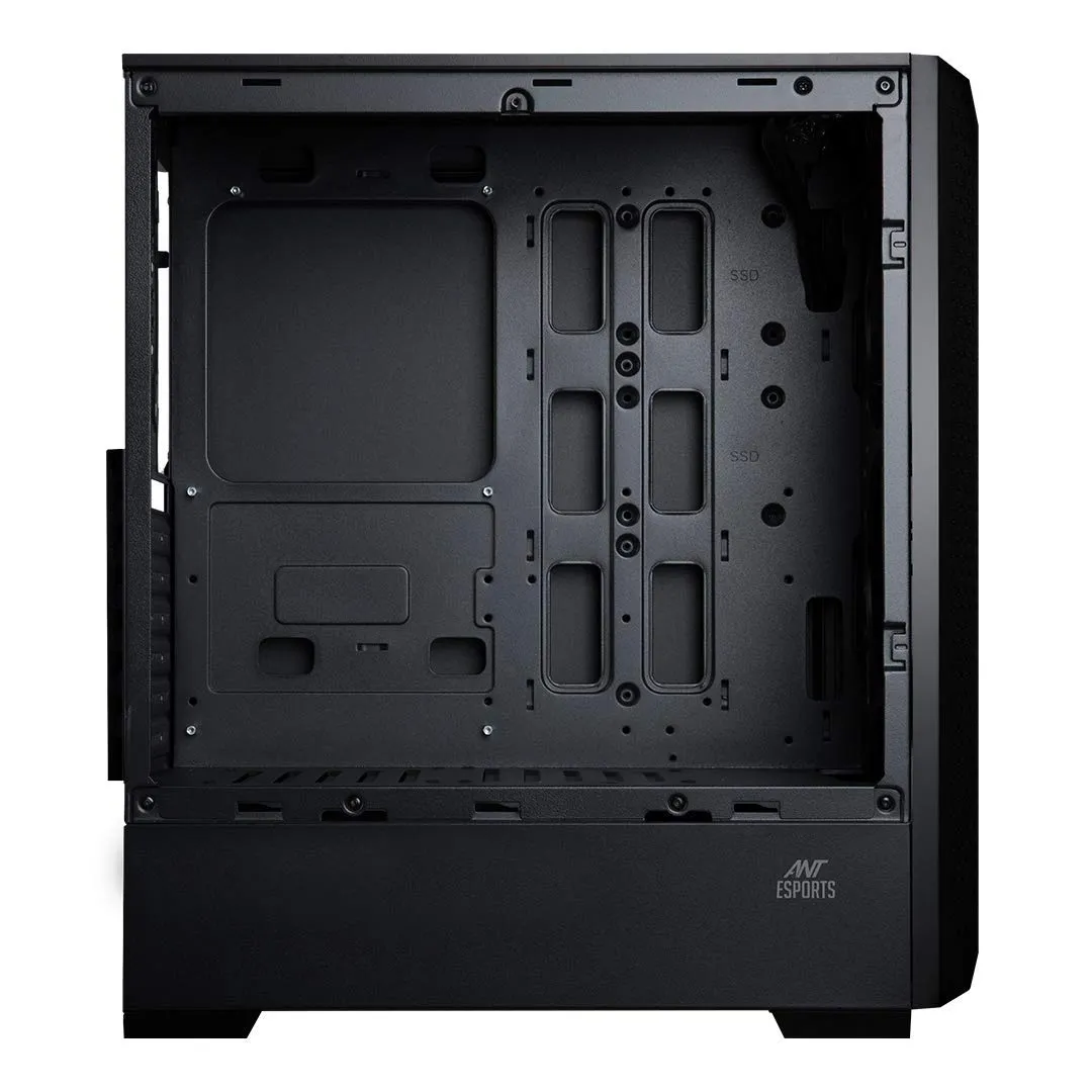 Ant Esports ICE-280TG Mid Tower Computer Case I Gaming Cabinet Supports ATX, Micro-ATX, Motherboard with Transparent Side Panel 1 x 120 mm Rear Fan Preinstalled - Black