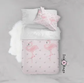 Baby Pink Marching Flamingo Heart Crib and Toddler Bedding Collection