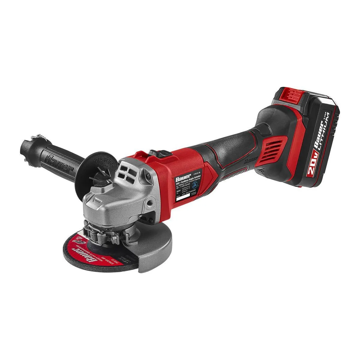 BAUER - 20V Cordless 4-1/2 in. Slide Switch Angle Grinder - Tool Only