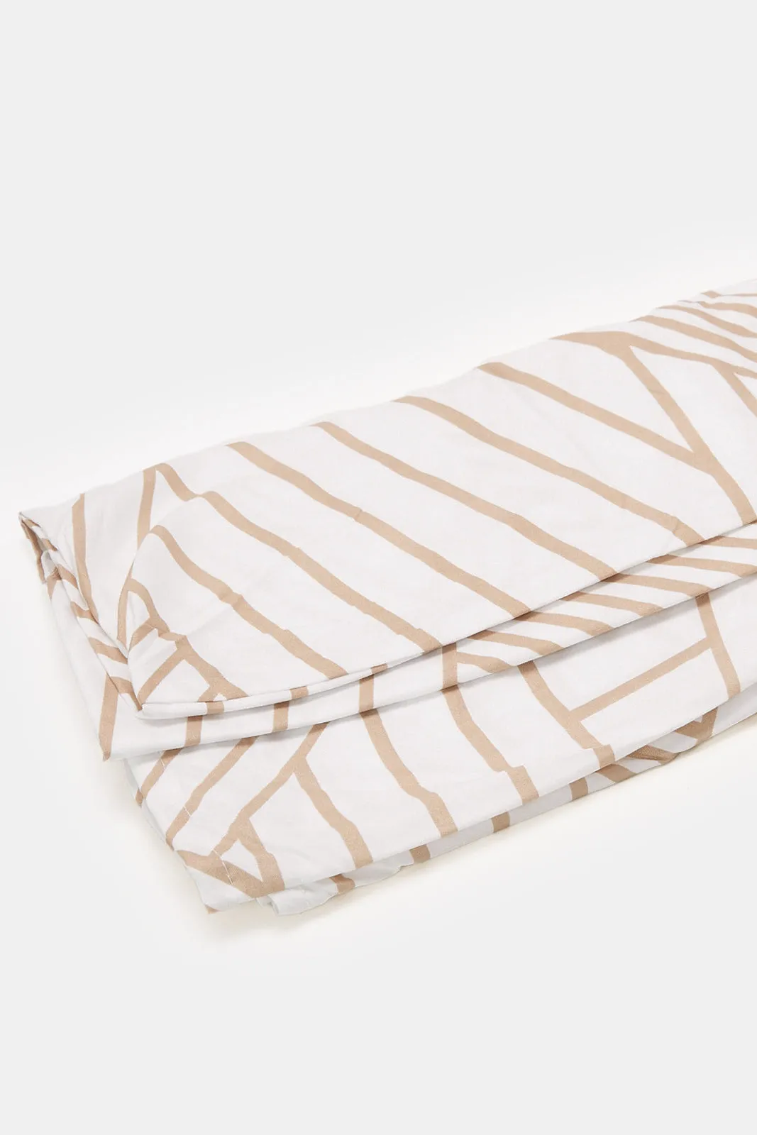 Beige Geometric Printed Flat Sheet (Single Size)