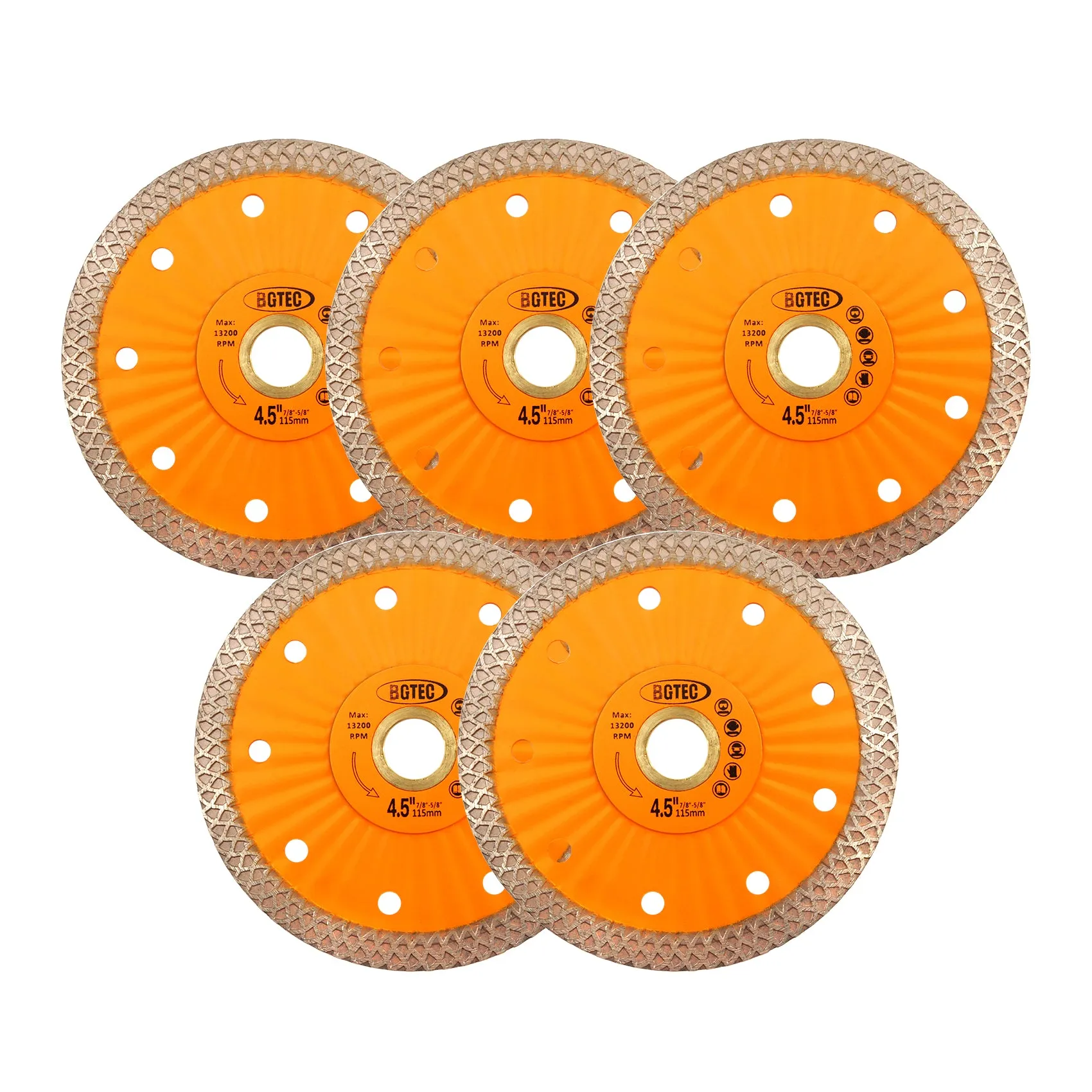 BGTEC Diamond Mesh Turbo Dry Cutting Disc with Welded Lug for Ceramic Tile Cutter Stone Masonry Dia 4''/4.5''/7''