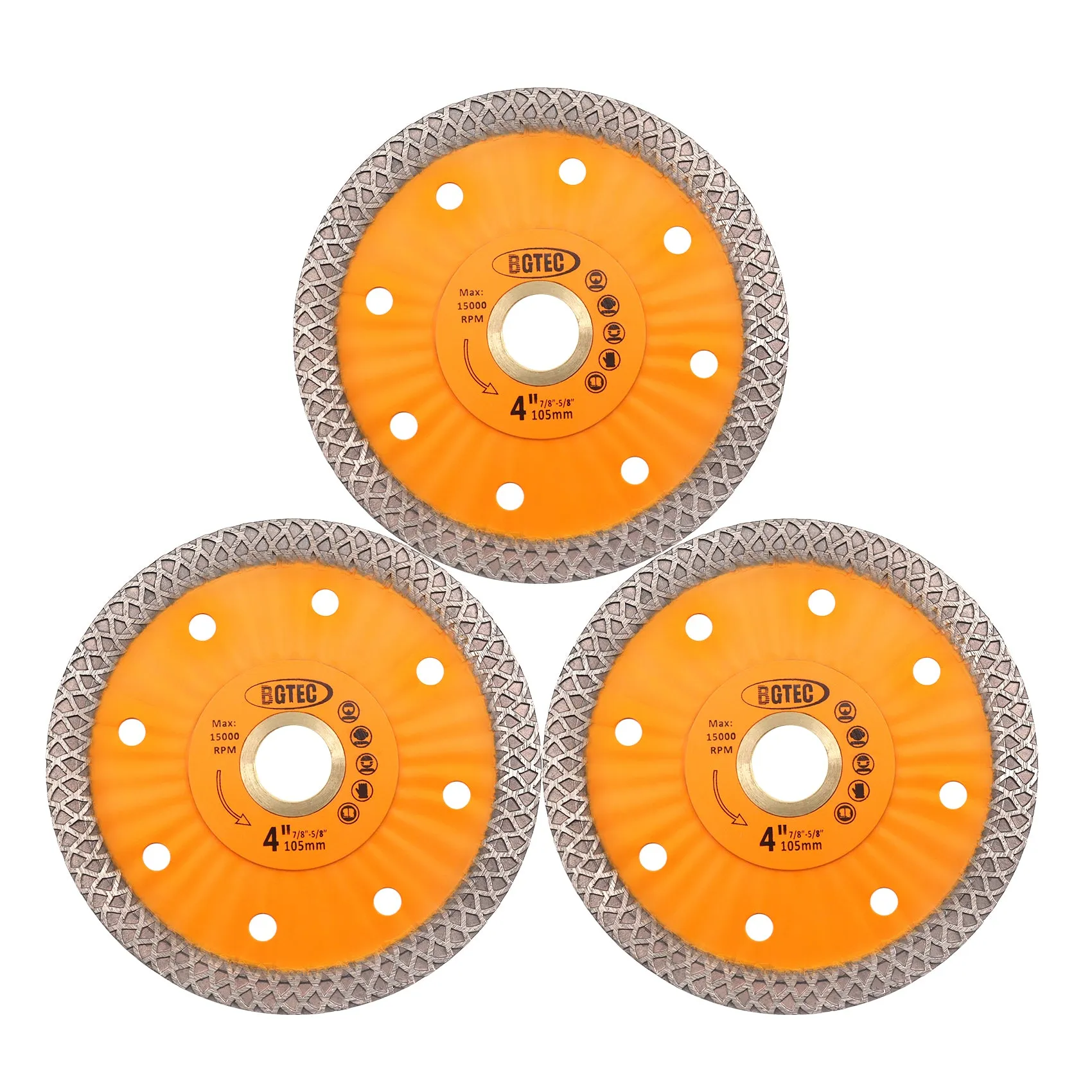 BGTEC Diamond Mesh Turbo Dry Cutting Disc with Welded Lug for Ceramic Tile Cutter Stone Masonry Dia 4''/4.5''/7''