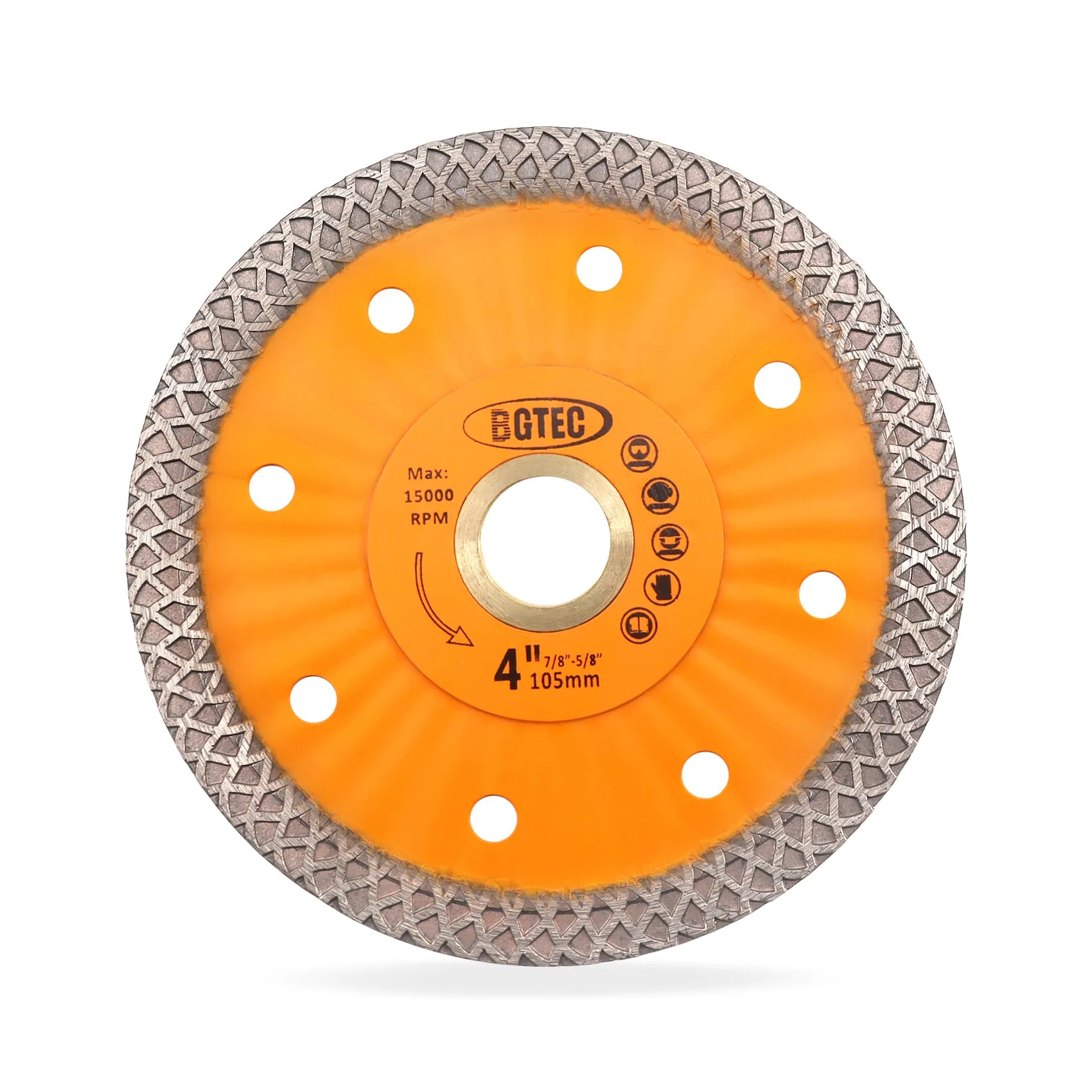 BGTEC Diamond Mesh Turbo Dry Cutting Disc with Welded Lug for Ceramic Tile Cutter Stone Masonry Dia 4''/4.5''/7''