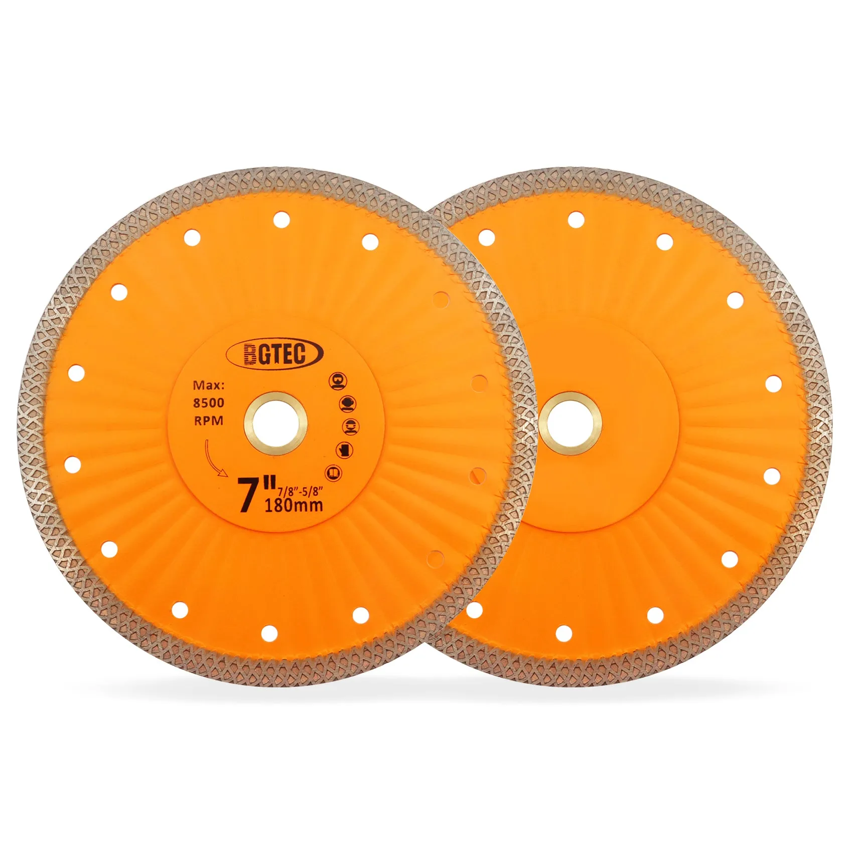 BGTEC Diamond Mesh Turbo Dry Cutting Disc with Welded Lug for Ceramic Tile Cutter Stone Masonry Dia 4''/4.5''/7''