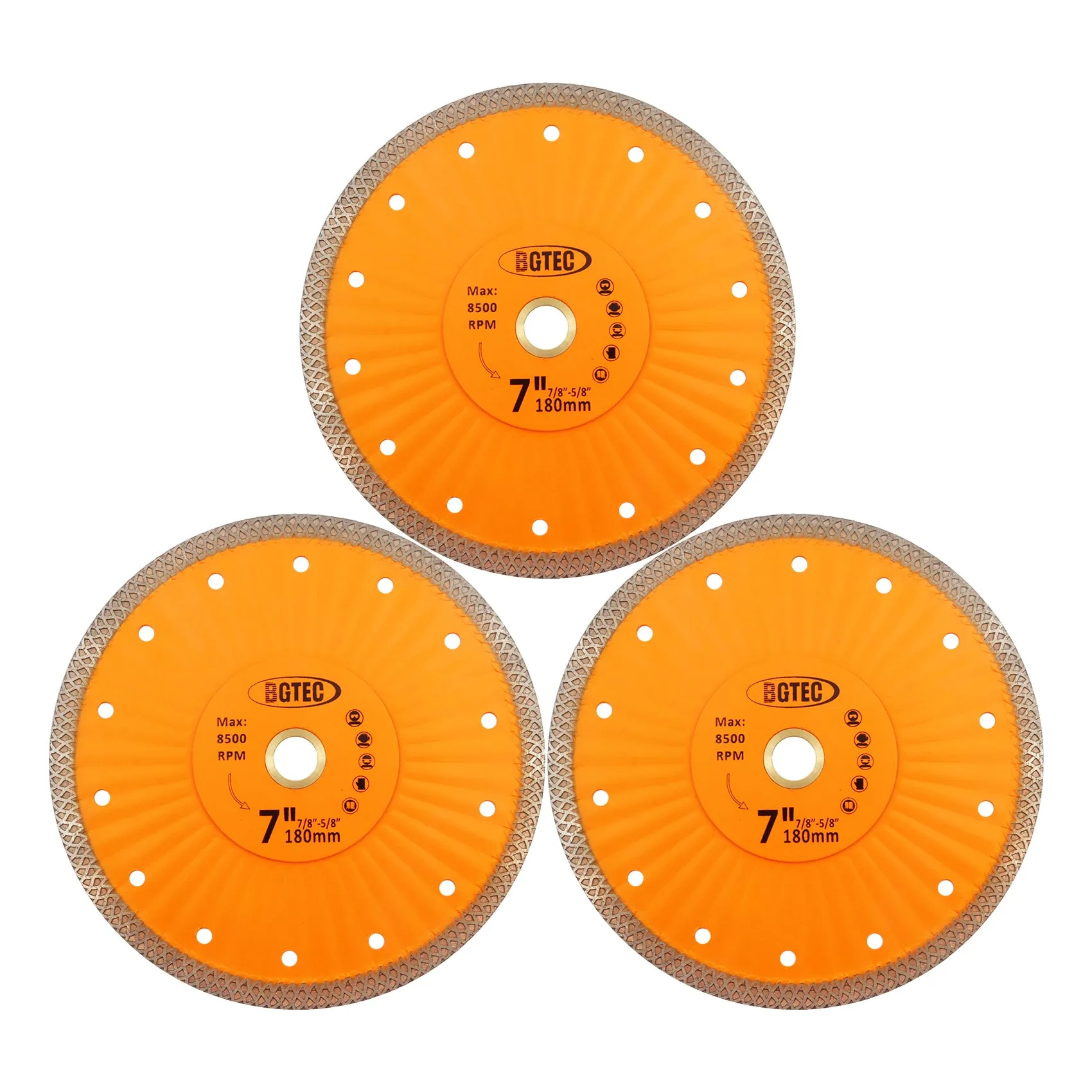 BGTEC Diamond Mesh Turbo Dry Cutting Disc with Welded Lug for Ceramic Tile Cutter Stone Masonry Dia 4''/4.5''/7''