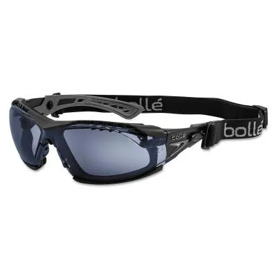 Bolle Rush  Series Safety Glasses, Smoke Lens, Anti-Fog, Anti-Scratch, Black Frame, 40259