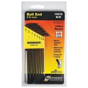 Bondhus 10932 (BLX8) PG 8pcs Ball End Tip Allen Wrench Key set 0.050-5/32" (long)