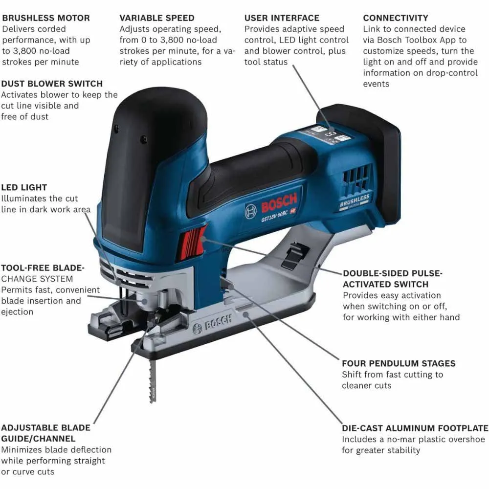 Bosch GST18V-60BCN 18V Brushless Barrel-Grip Jig Saw (Bare Tool)