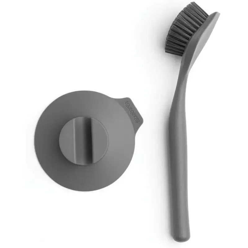 Brabantia Dish Brush With Suction Cup Holder (11 X 23.5 X 6 cm) - Dark Grey