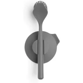 Brabantia Dish Brush With Suction Cup Holder (11 X 23.5 X 6 cm) - Dark Grey