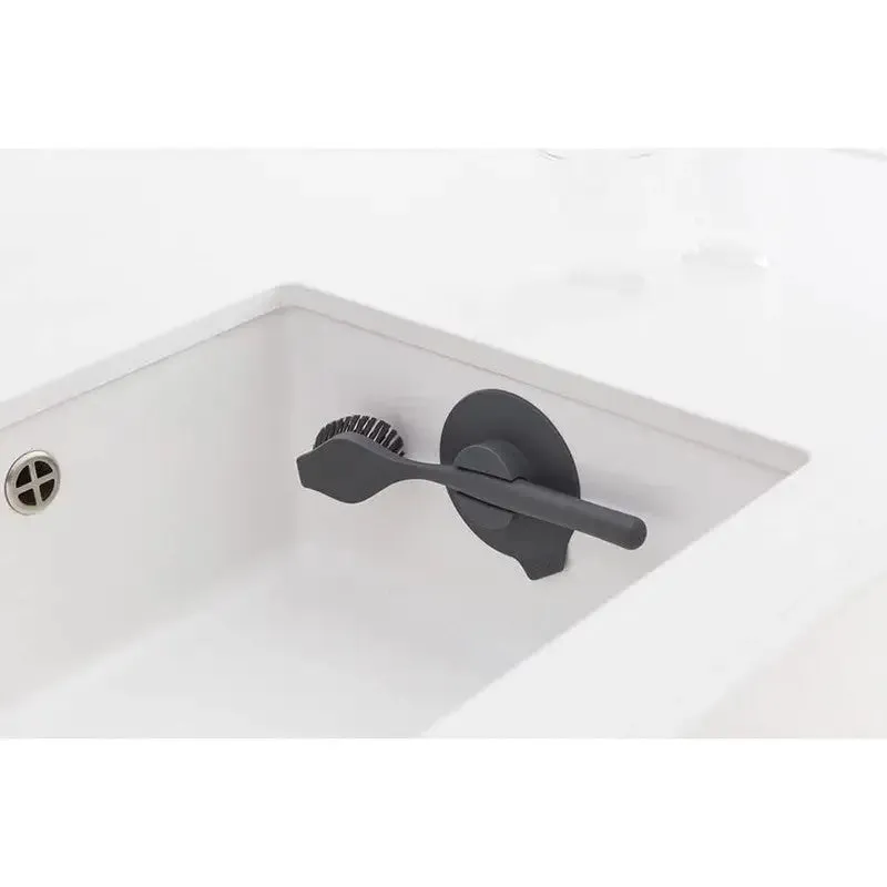 Brabantia Dish Brush With Suction Cup Holder (11 X 23.5 X 6 cm) - Dark Grey