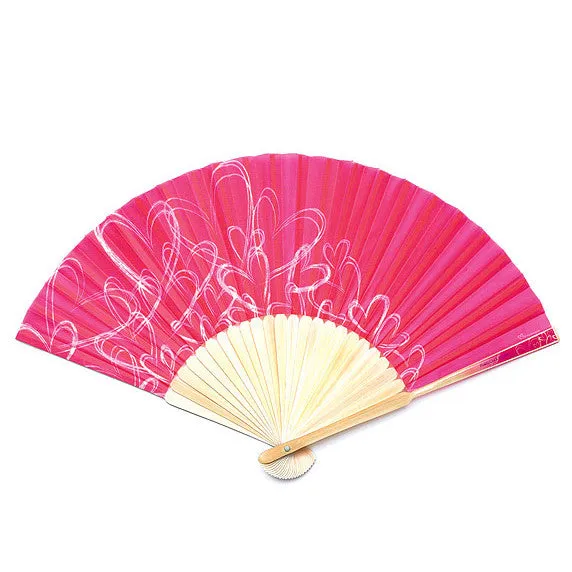 Bridesmaid Wedding Guest Hand Fan with Hearts (Pack of 6)