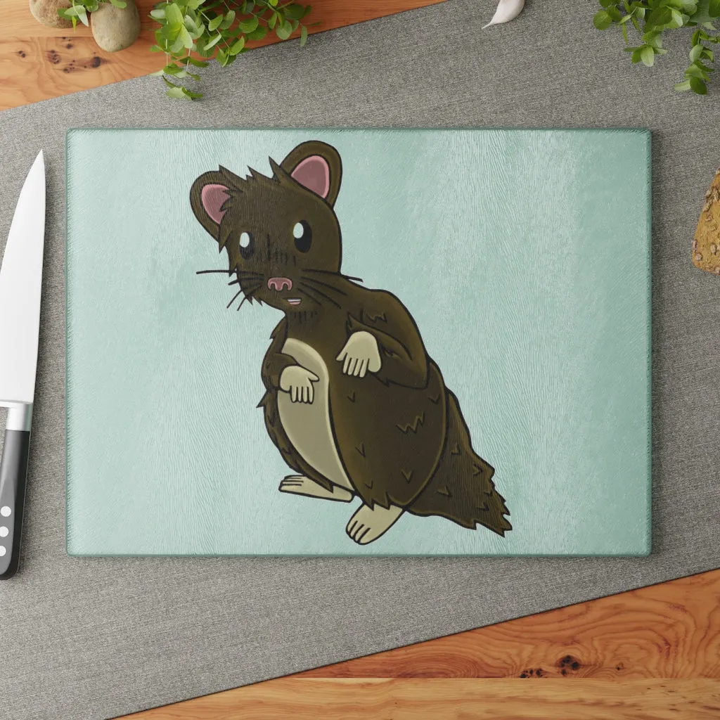 Brown Hamster Glass Cutting Board