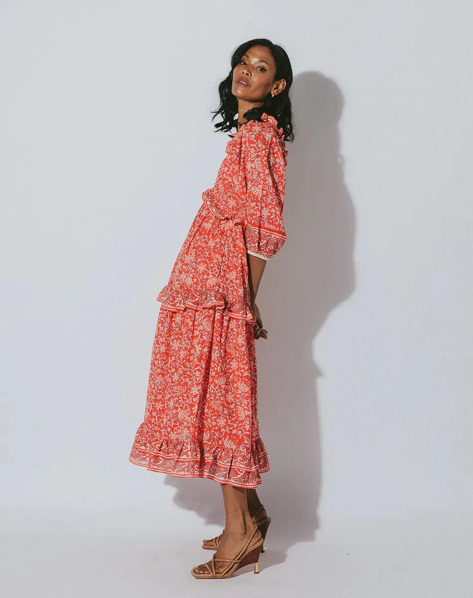 Celia Midi Dress | Fan Block Print