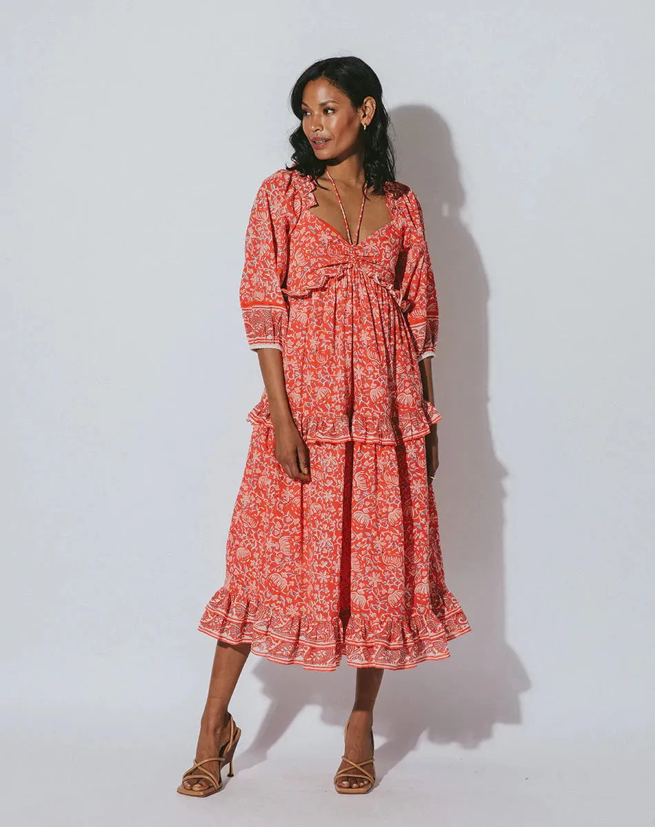 Celia Midi Dress | Fan Block Print