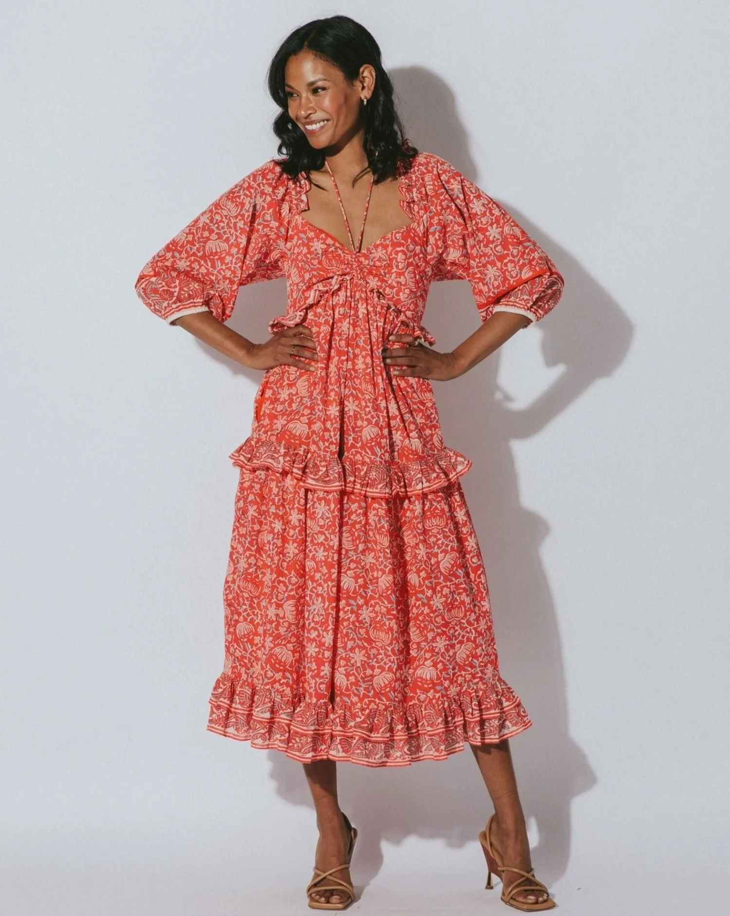 Celia Midi Dress | Fan Block Print