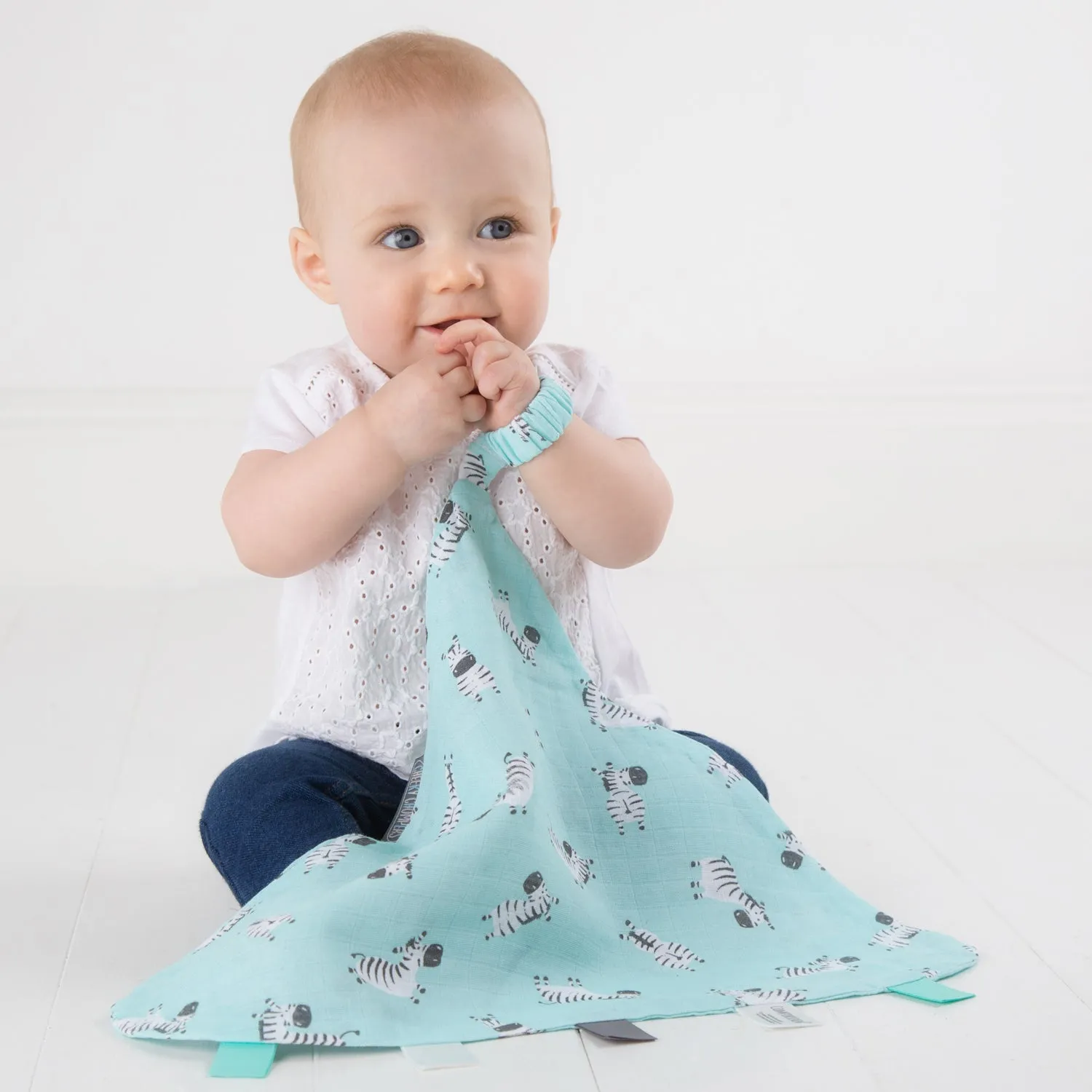 Cheeky Chompers Muslin Comforter Zebra Dreams