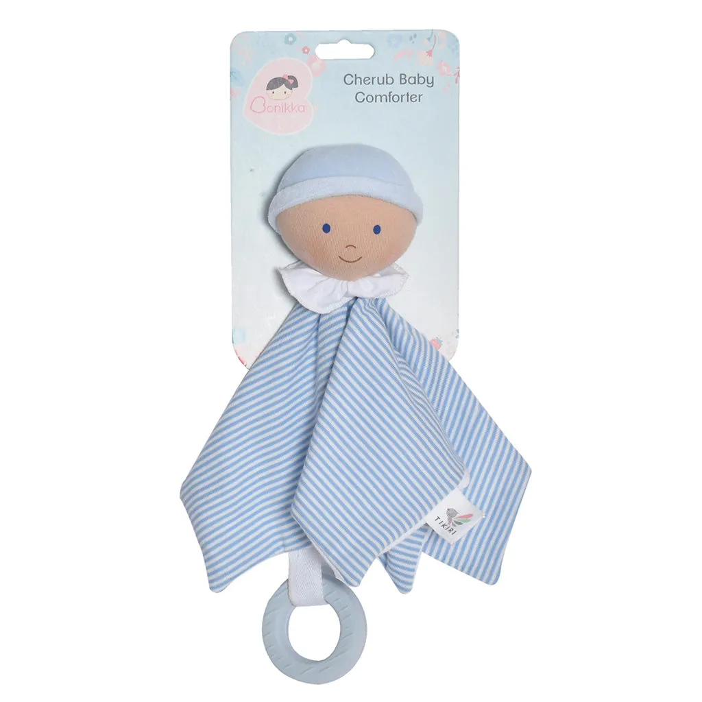 Cherub Baby Comforter with Rubber Teether - Blue