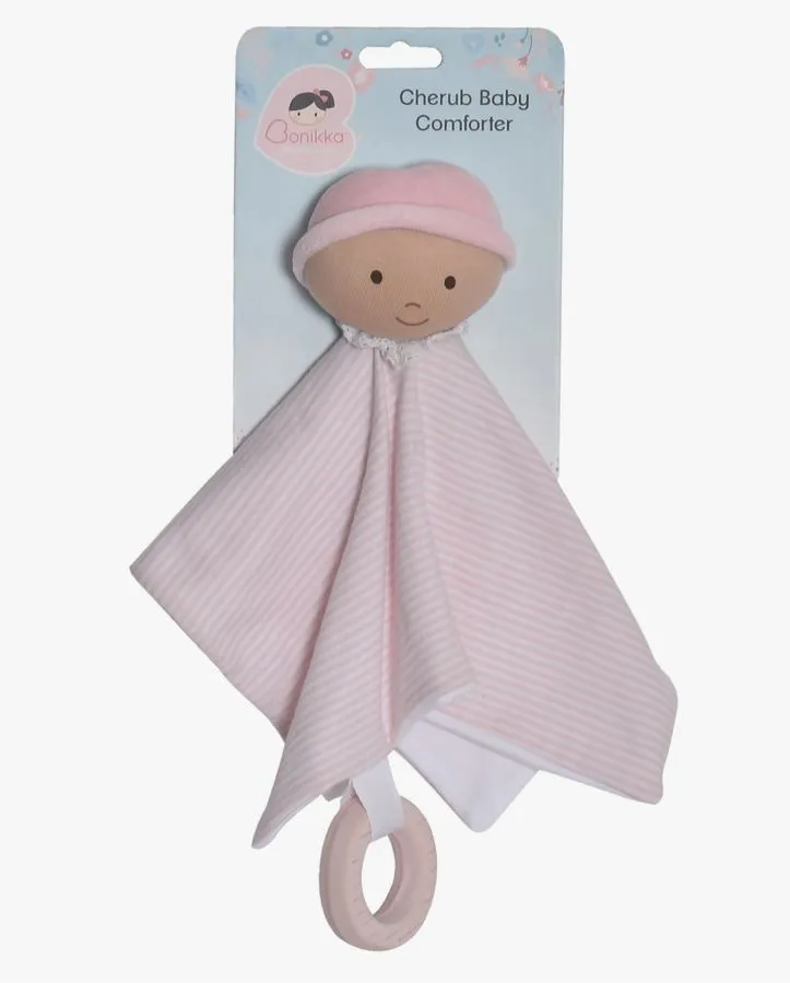 Cherub Baby Comforter with Rubber Teether -Pink