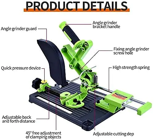 Cheston Angle Grinder 850W Yellow Grinder Machine Auxiliary Handle Cutter with Cheston Sliding Angle Grinder Stand for 4/5 Inch (115mm/125mm) Aluminium Alloy Heavy Base Universal Angle Grinder Stand