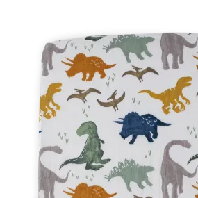 Cotton Muslin Crib Sheet - Dino Friends