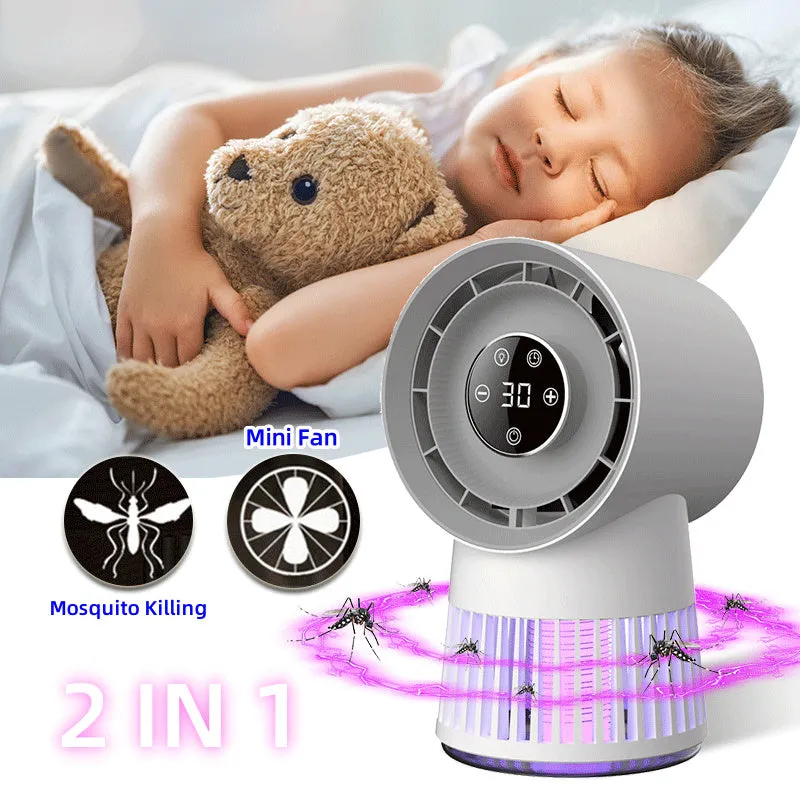 Creative 2-in-1 Mini Table Fan & Electric Mosquito Killer - USB Charging