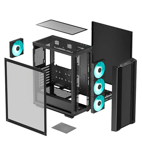 DeepCool | CC560BK-V2 | ATX Mid-Tower Case With 4X Pre-Installed 120mm LED Fans - Black