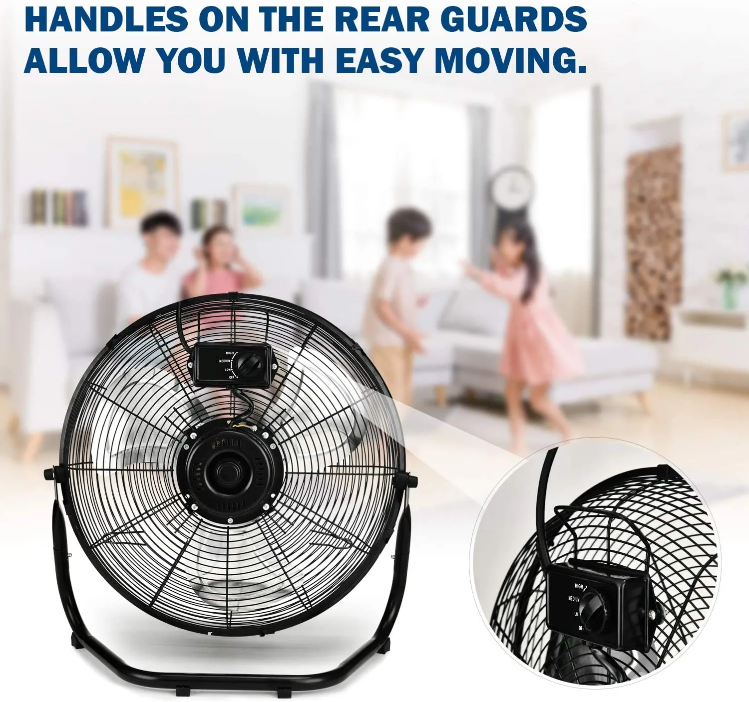 Deluxe 12 Inch 3-Speed Heavy Duty Metal Industrial Floor Fans