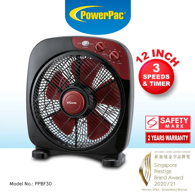 Desk Fan 12" Electric Box Table Fan with Timer (PPBF30)