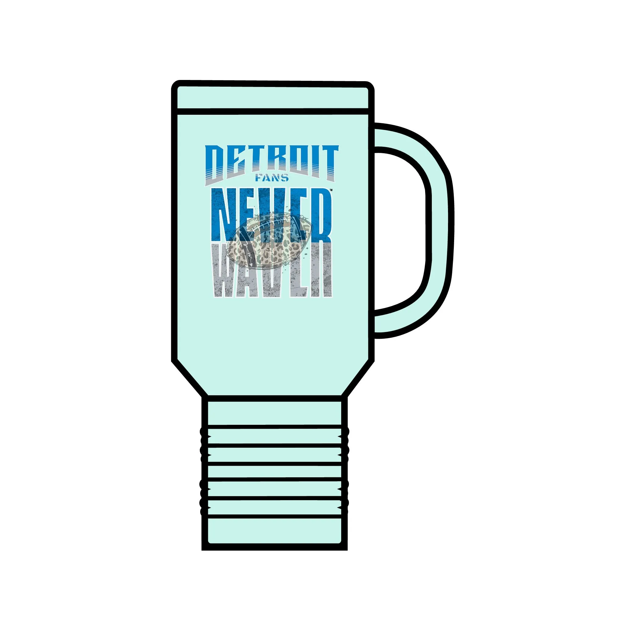 Detroit Fans Never Waver W-Leopard Football Insulated Travel Mug, 40oz