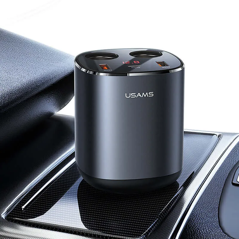 Digital Display Fast Car Charger 2 USB 1 Type C Dual Cigarette Lighter Port